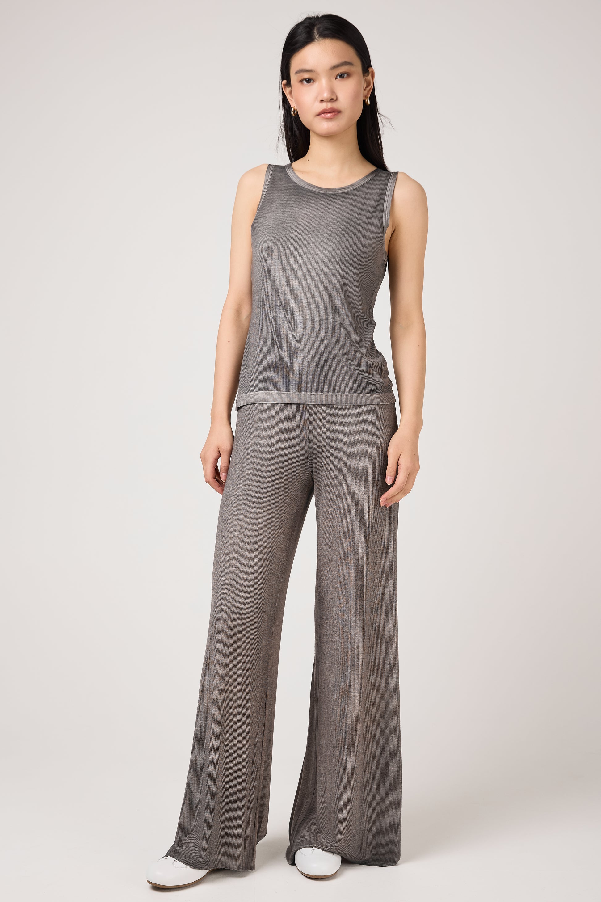 AVANT TOI Hand Painted Ribbed Tank Top in Fango