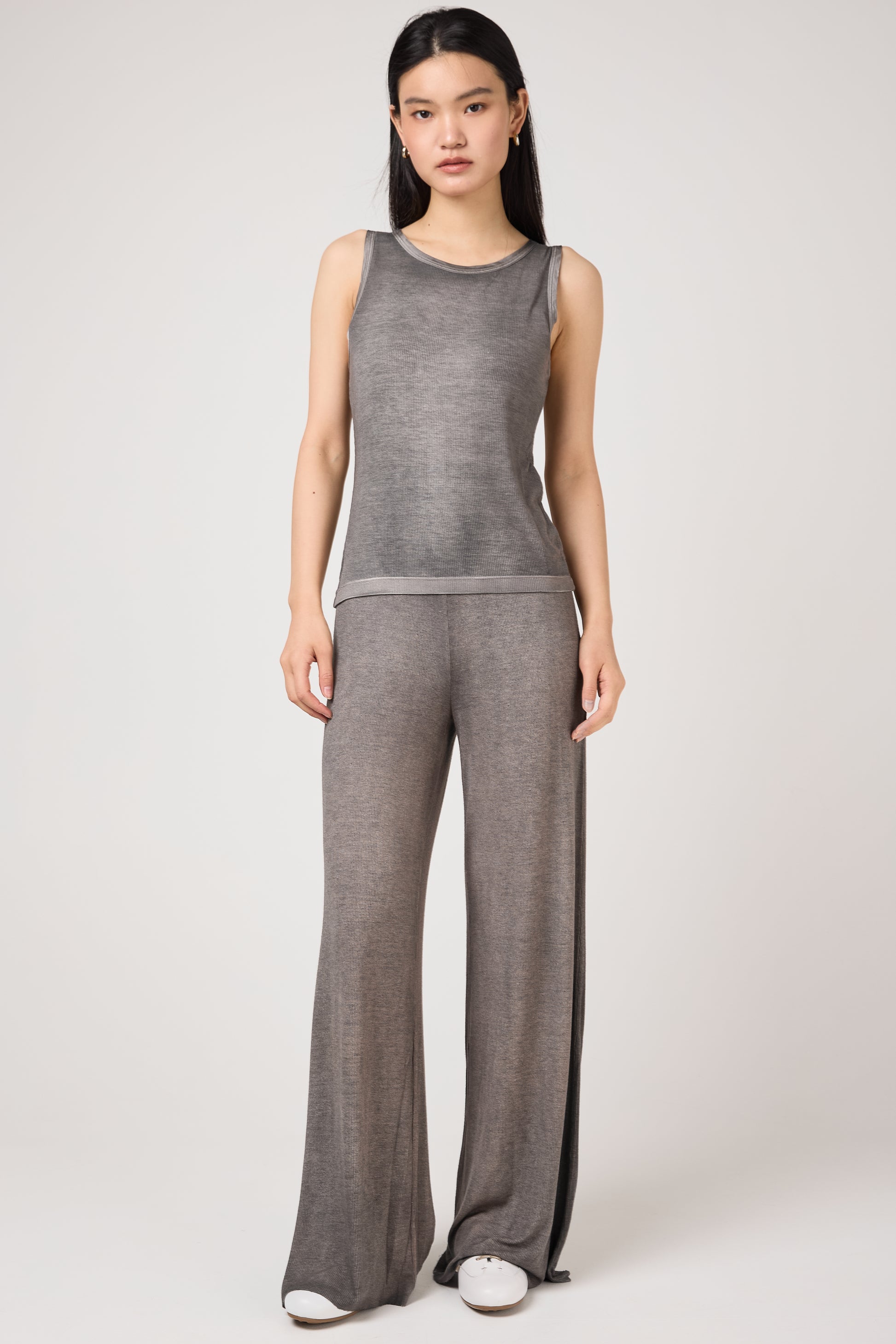 AVANT TOI Hand Painted Ribbed Tank Top in Fango
