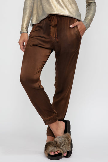 AVANT TOI Hand Painted Silk Jogging Pant in Cioccolato