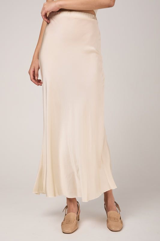 AVANT TOI Hand Painted Silk Long Skirt in Vaniglia