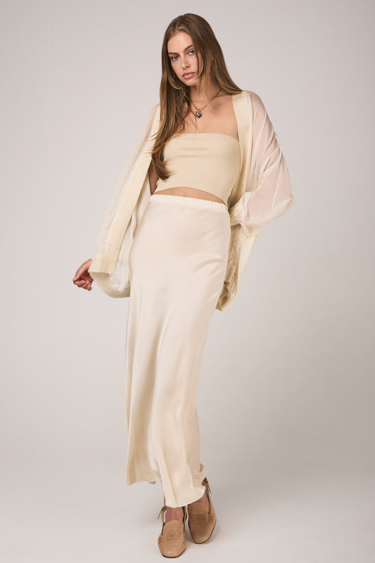 AVANT TOI Hand Painted Cashmere Silk Bandeau in Vaniglia