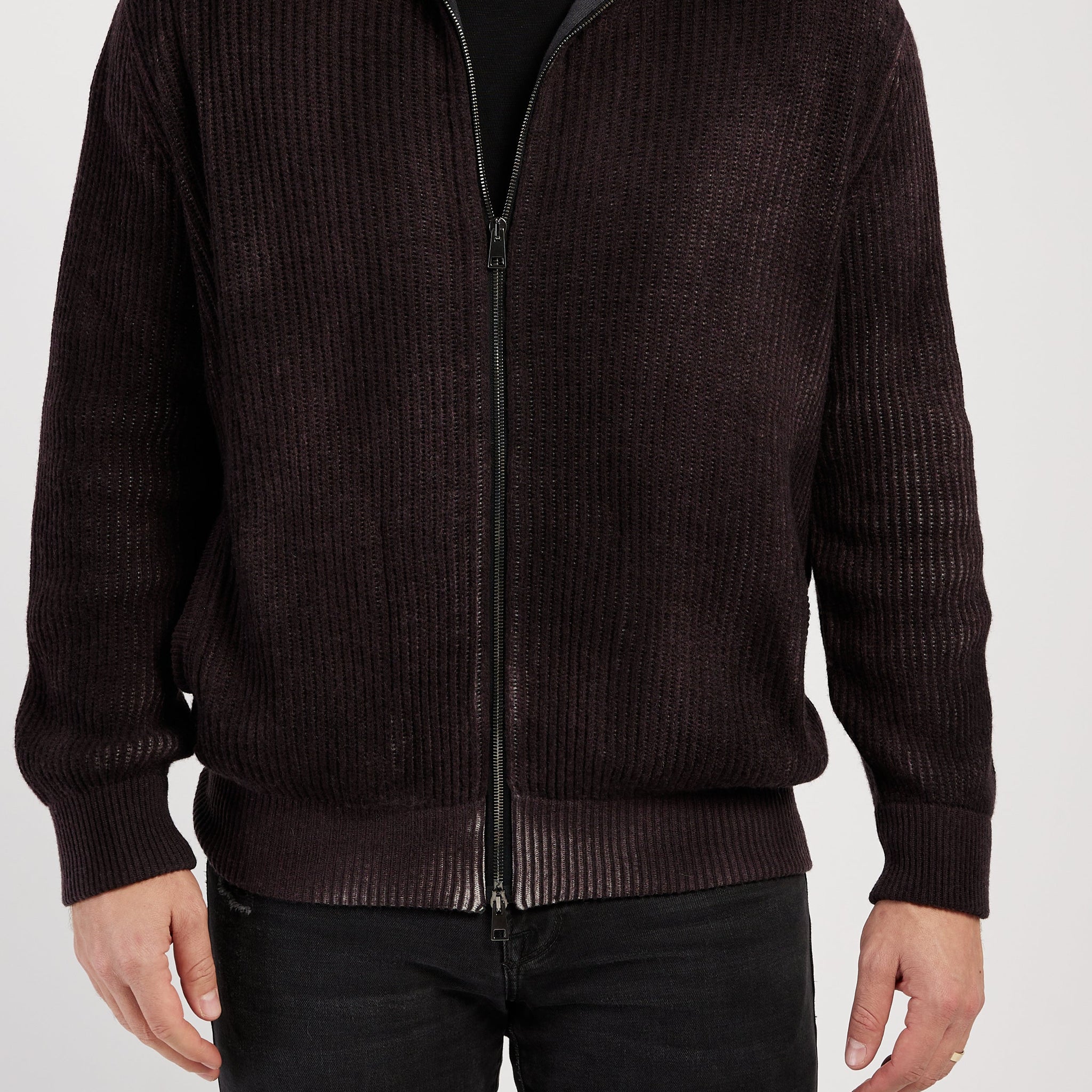 AVANT TOI High Neck Zip Cardigan in Seppia