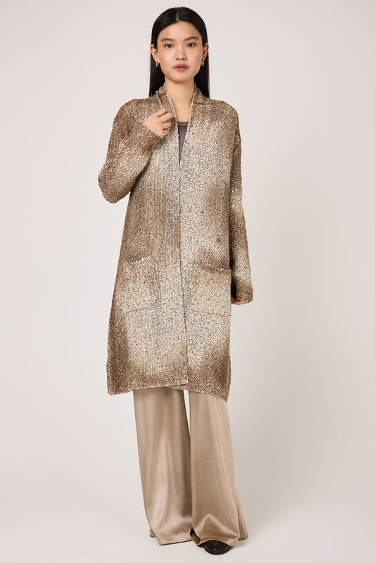 AVANT TOI Laminated Scratched Effect Cardigan in Pennellate Sughero