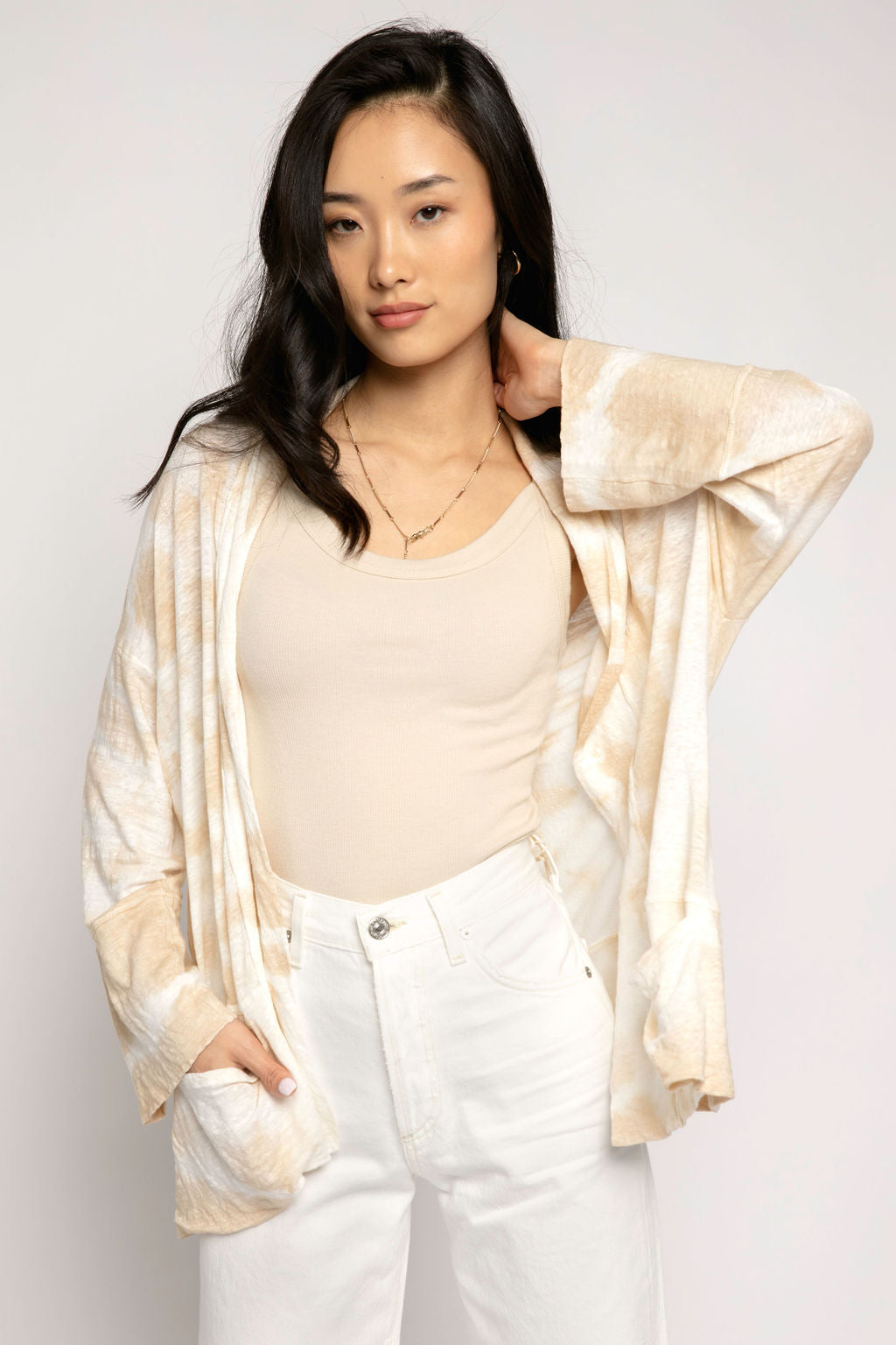 AVANT TOI Linen Cardigan Jacket in Burro