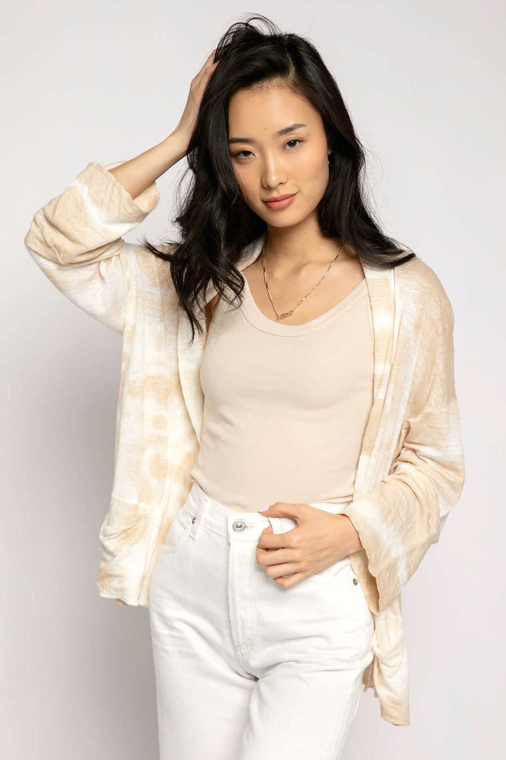 AVANT TOI Linen Cardigan Jacket in Burro