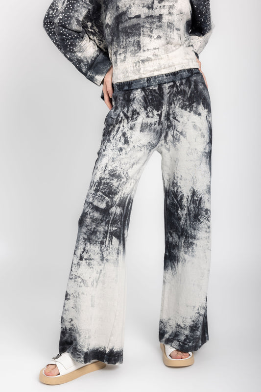 AVANT TOI Marmo Effect Palazzo Sweatpant in Nero