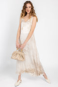 AVANT TOI Marmo Effect V-Neck Maxi Dress in Zenzero