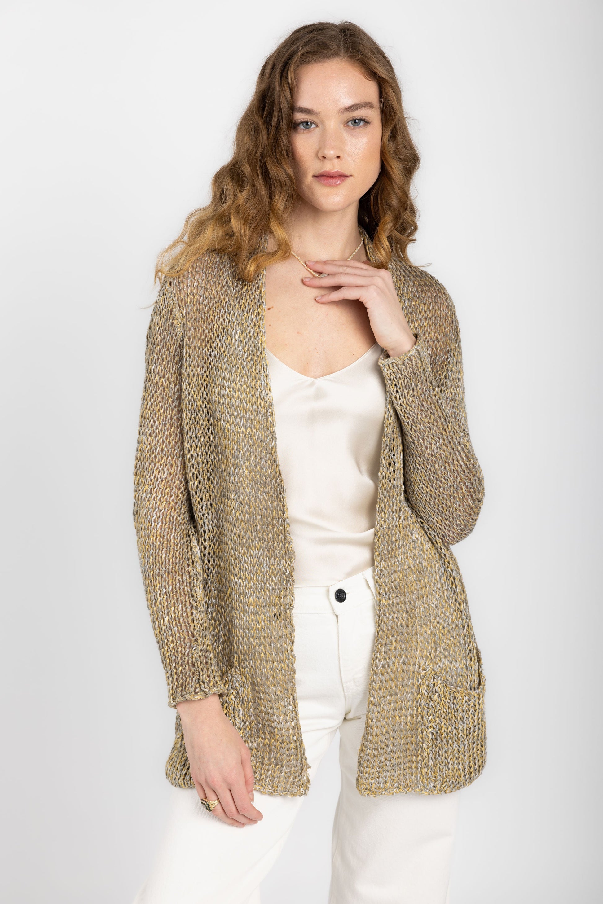 AVANT TOI Mouliné Cotton Cardigan in Zenzero