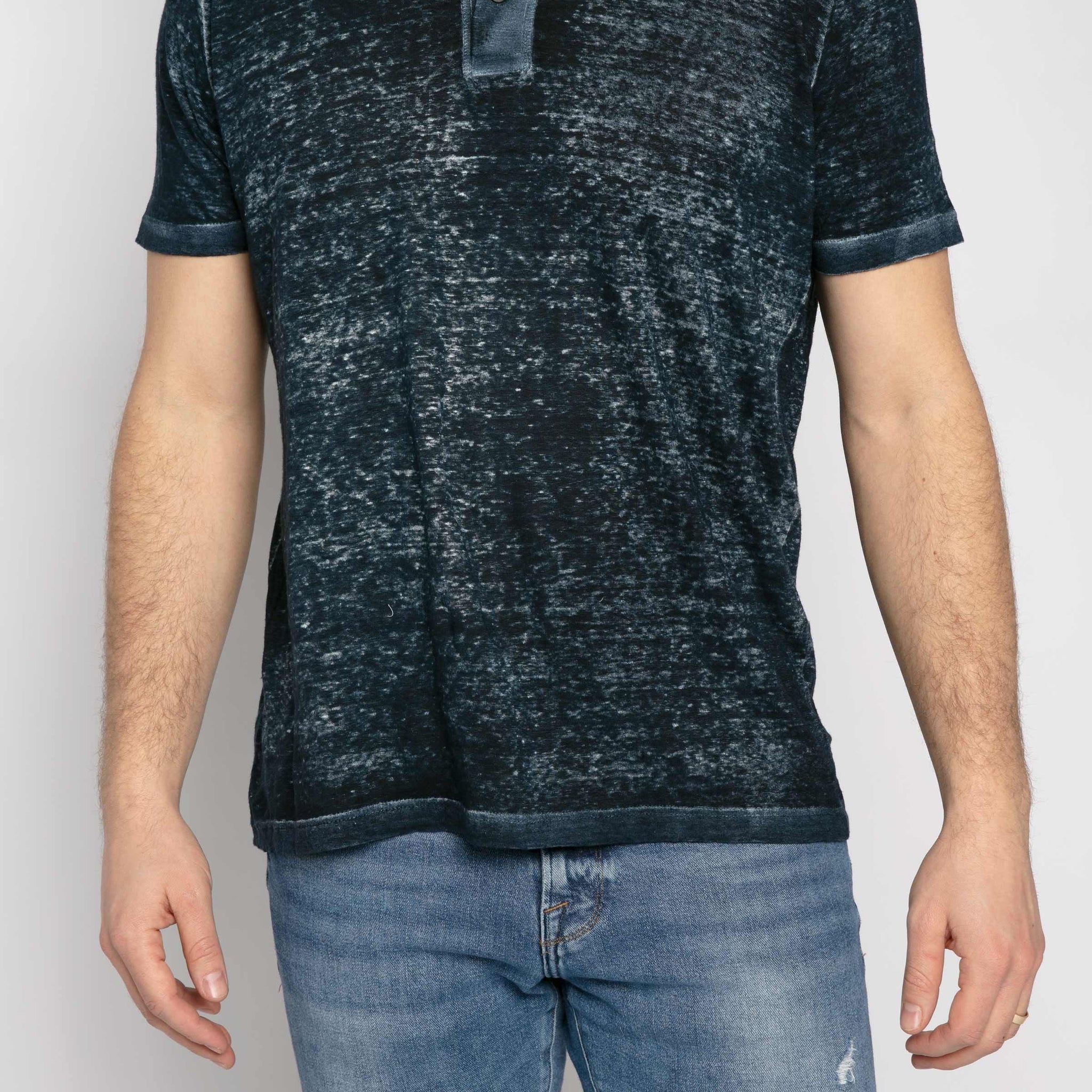 AVANT TOI Linen Polo Shirt in Navy