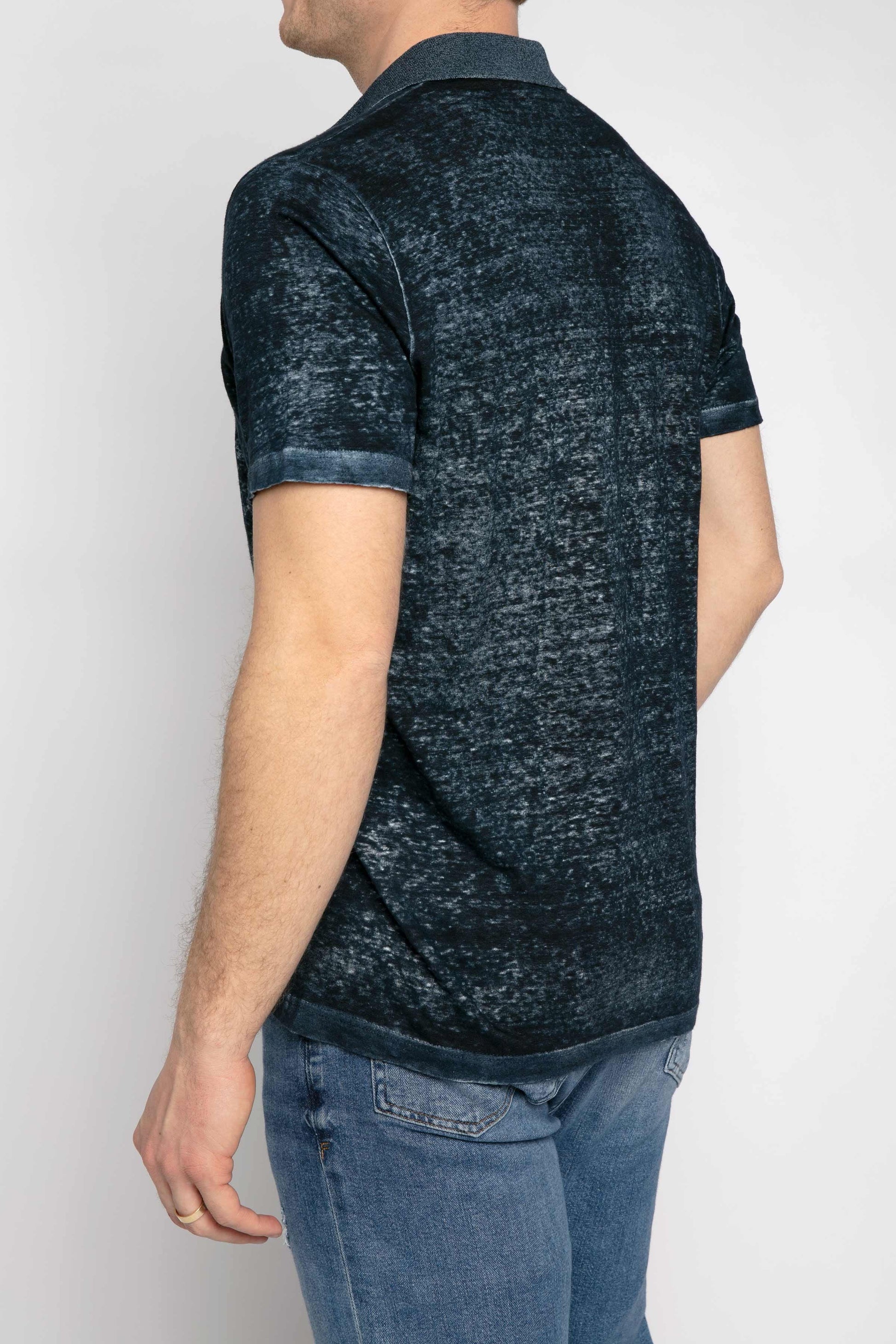 AVANT TOI Linen Polo Shirt in Navy