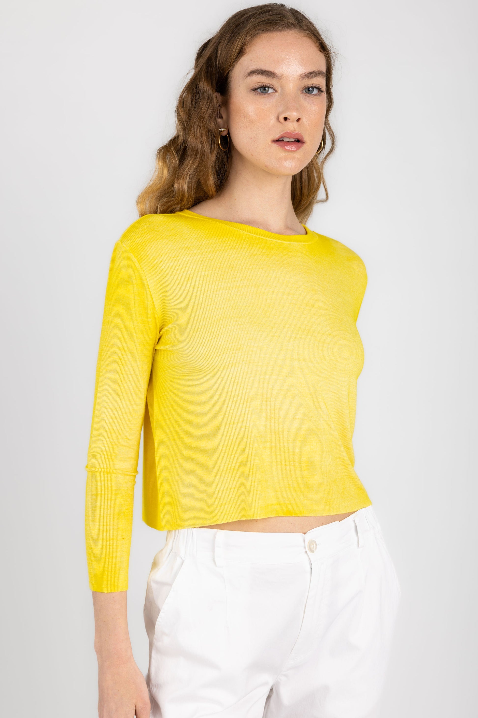 AVANT TOI Ribbed Long Sleeve Top in Curcuma