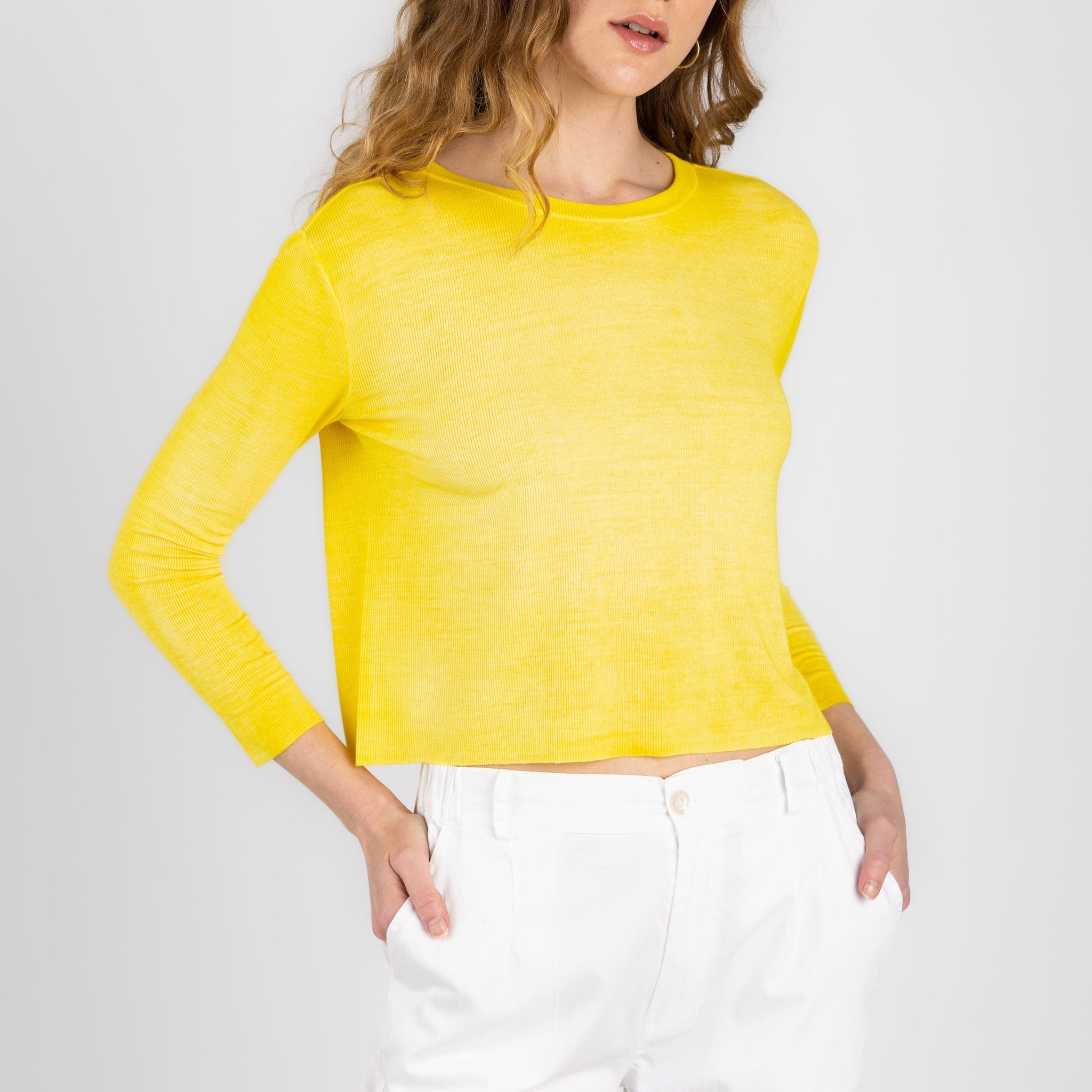AVANT TOI Ribbed Long Sleeve Top in Curcuma