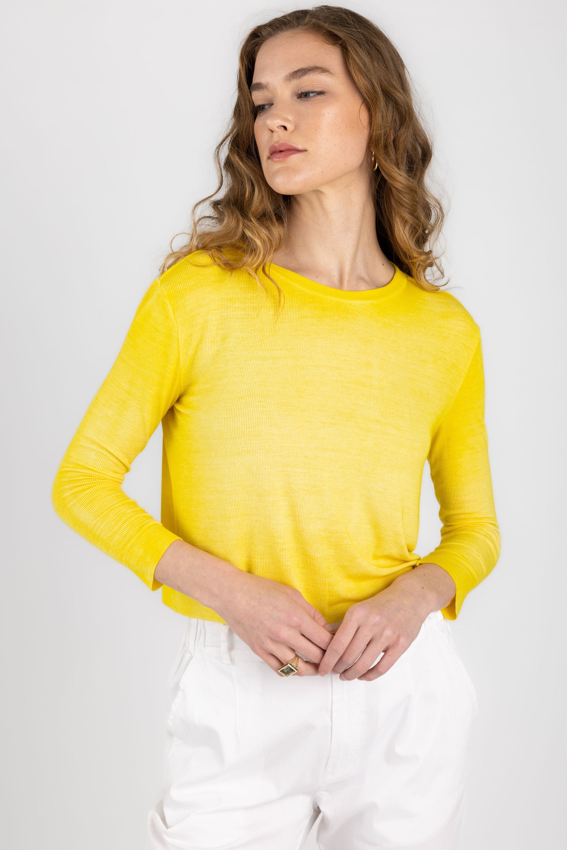 AVANT TOI Ribbed Long Sleeve Top in Curcuma