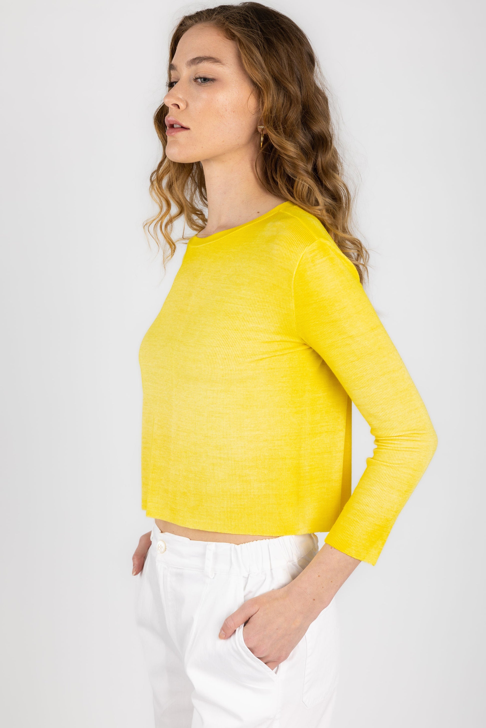 AVANT TOI Ribbed Long Sleeve Top in Curcuma