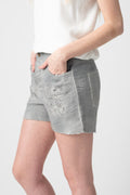 AVANT TOI Stitch Linen Short with Destruction and Studs in Marmo
