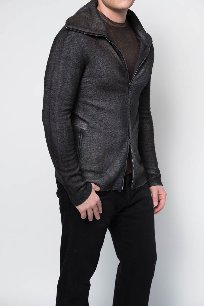 AVANT TOI High Neck Twill Zip Jacket in Carbone