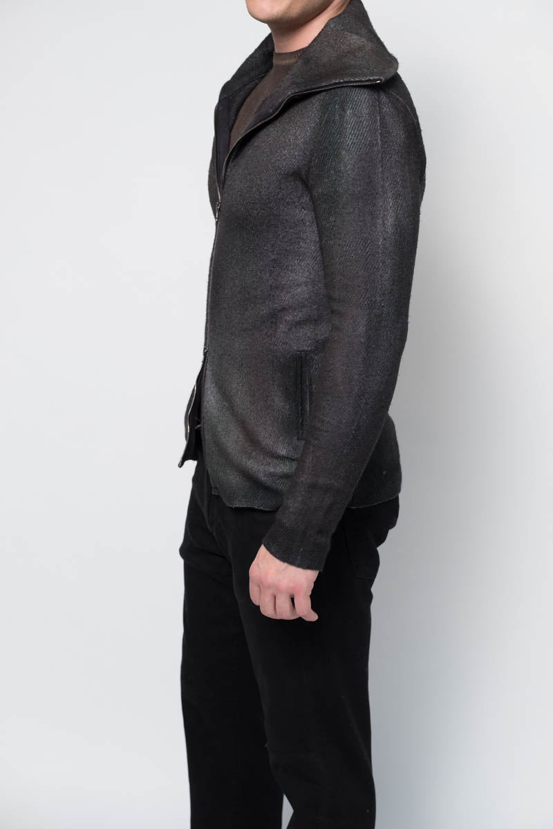 AVANT TOI High Neck Twill Zip Jacket in Carbone