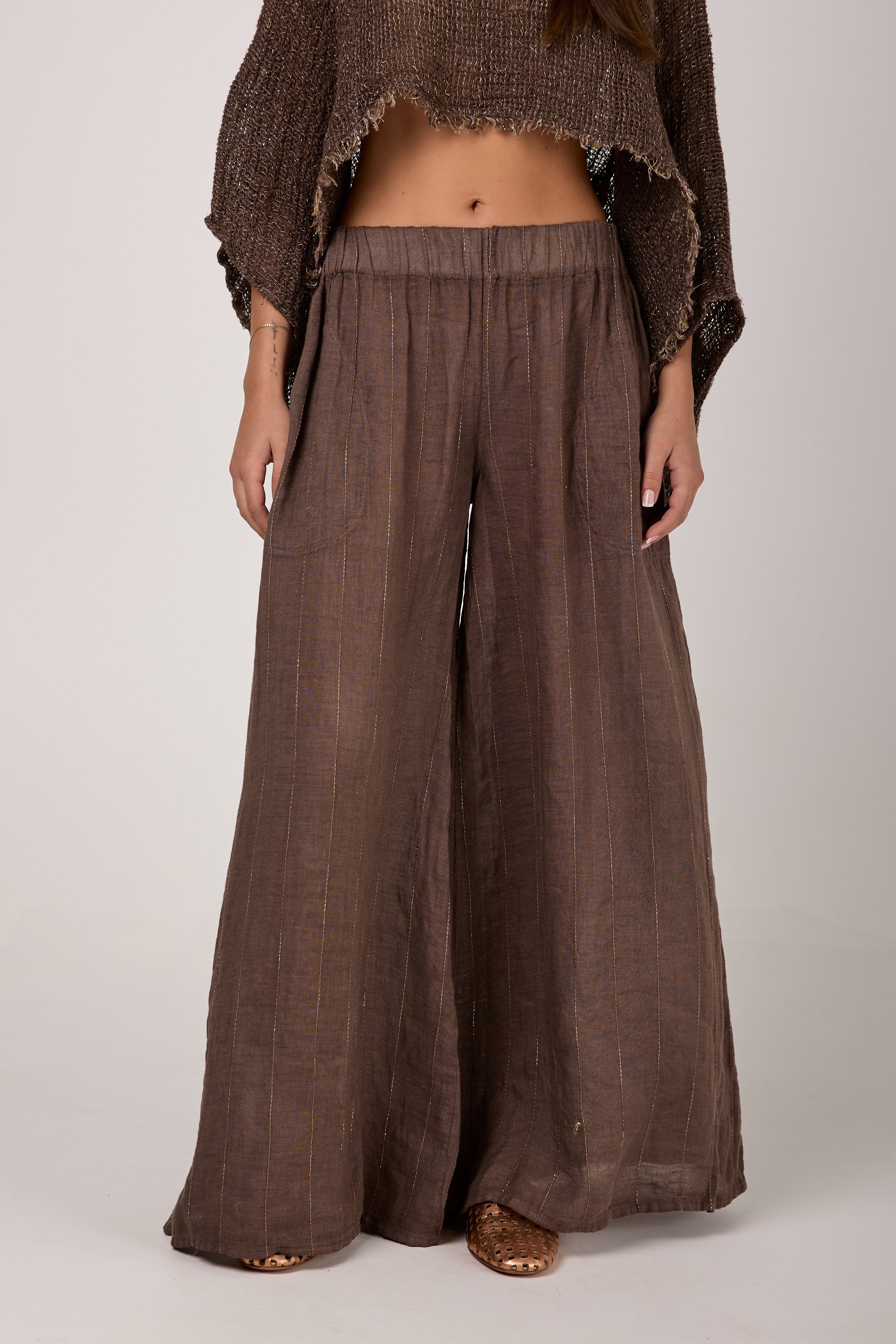 Pantalone Canova Filo Louvre Linen Pant in Carrubo