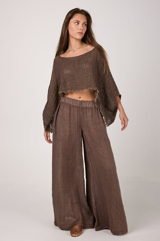 Pantalone Canova Filo Louvre Linen Pant in Carrubo