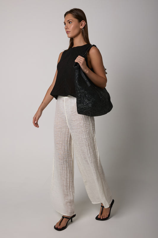 Pantalone Rock Garzata Linen Pant in Latte