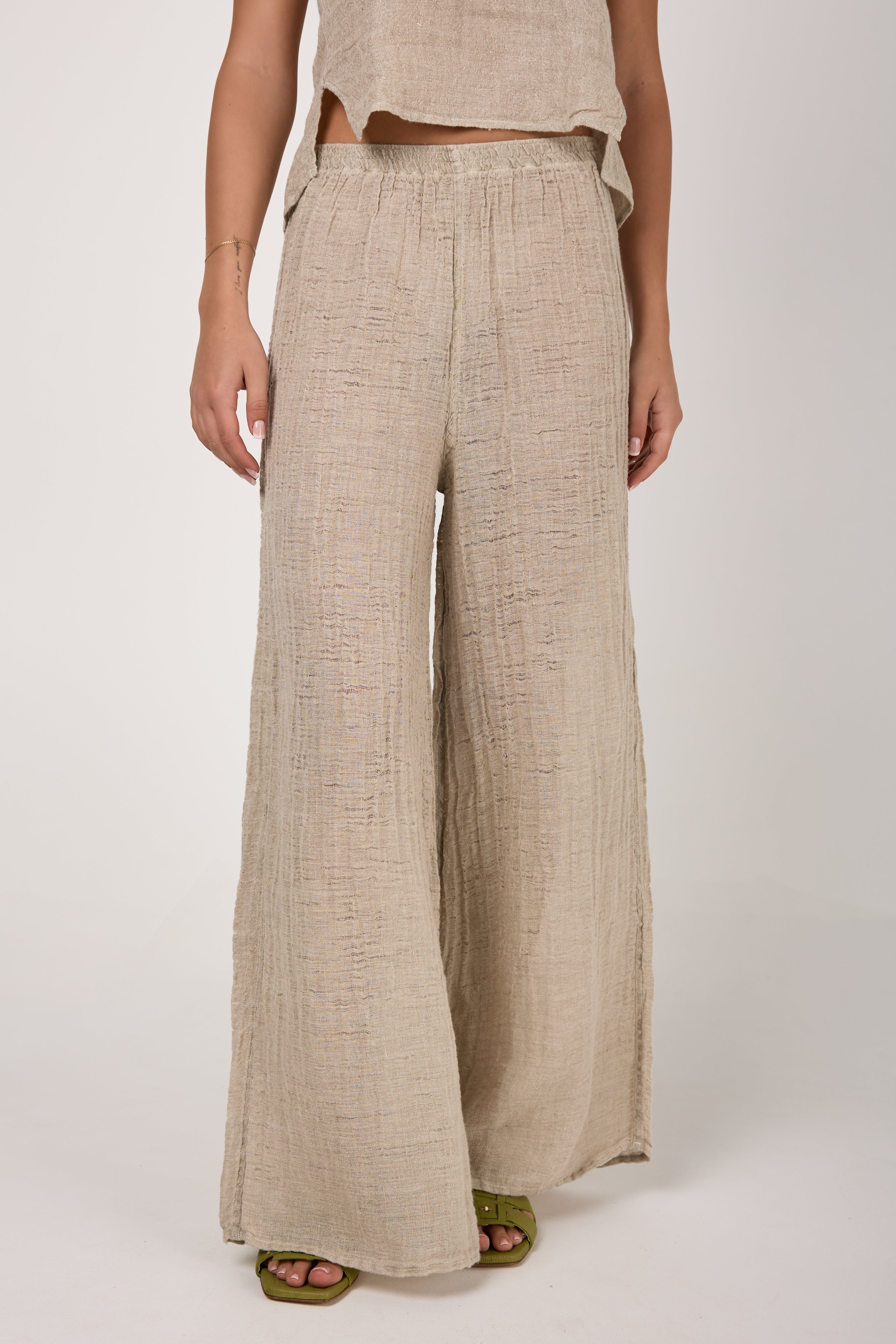 Pantalone Rock Garzata Linen Pant in Naturale
