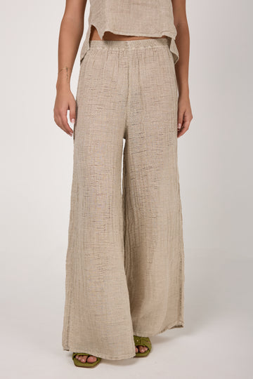 Pantalone Rock Garzata Linen Pant in Naturale