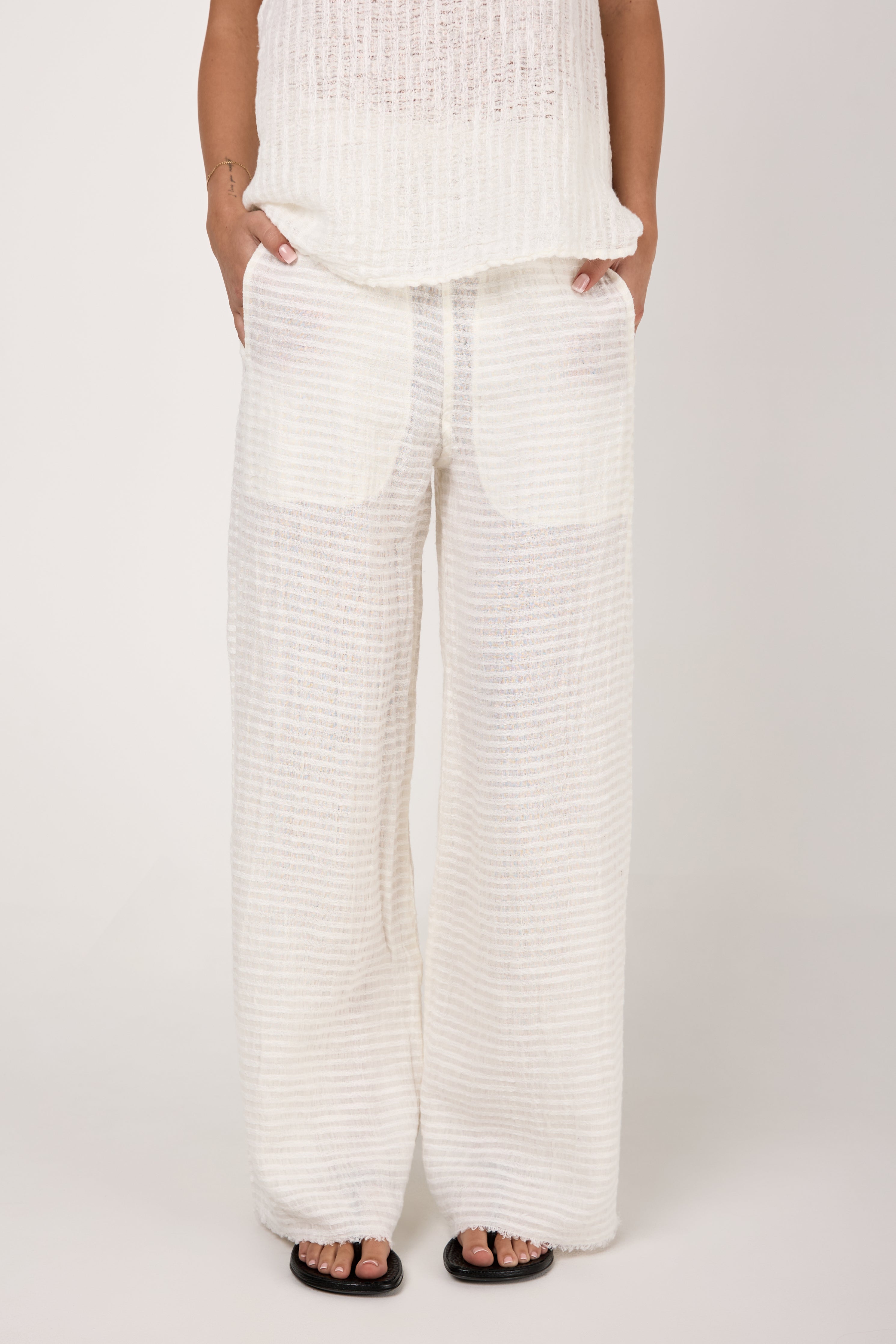 Pantalone Tritone Tela Uffizi Linen Pant in Latte