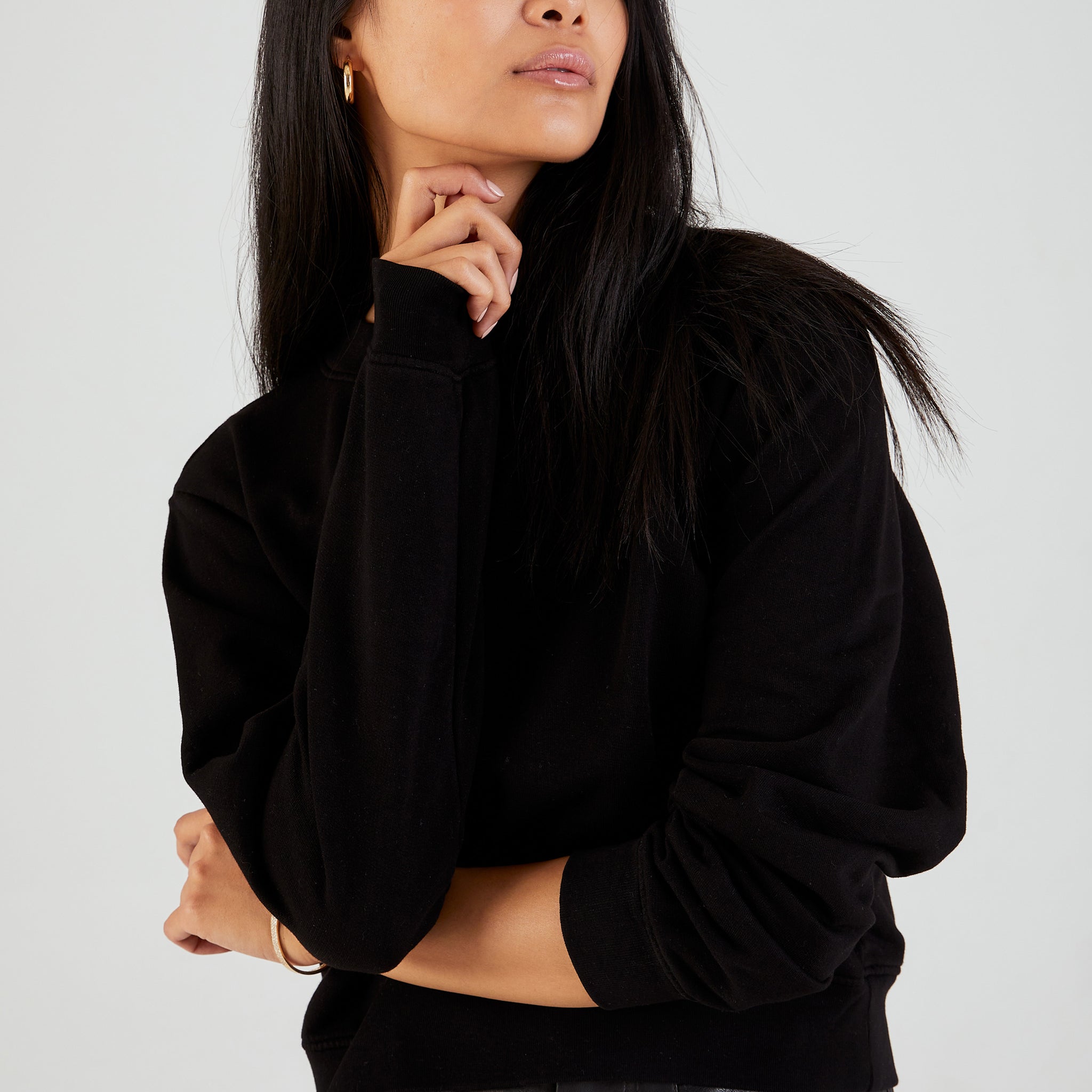 Milan Crewneck Sweatshirt in Jet Black