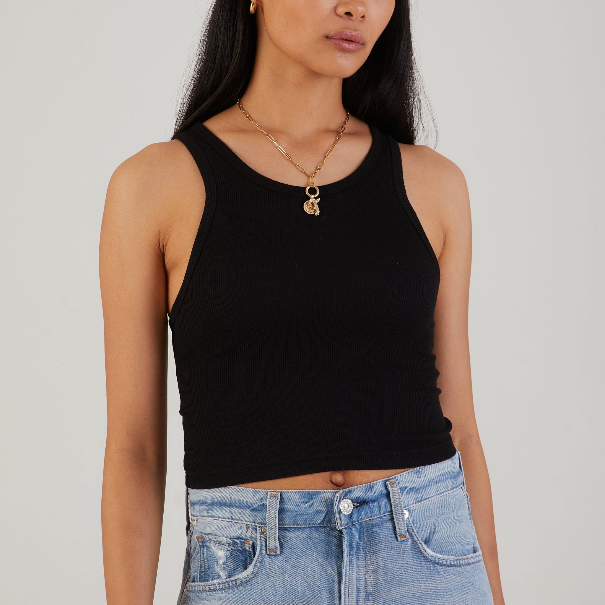 COTTON CITIZEN Verona Crop Tank in Jet Black