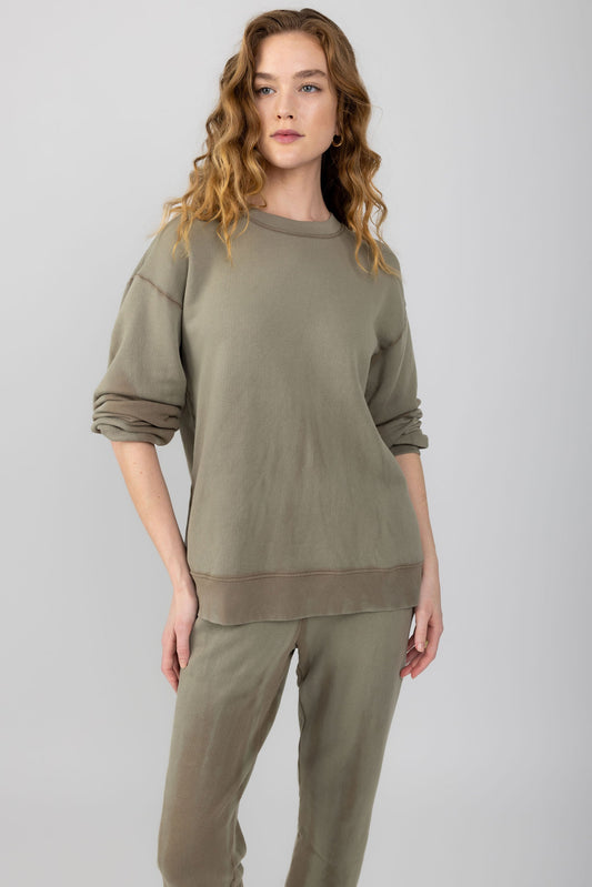 COTTON CITIZEN Brooklyn Crewneck Sweatshirt in Chai Cast