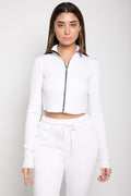COTTON CITIZEN Ibiza Front Zip Turtleneck in White
