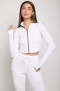 COTTON CITIZEN Ibiza Front Zip Turtleneck in White