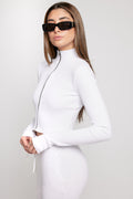 COTTON CITIZEN Ibiza Front Zip Turtleneck in White