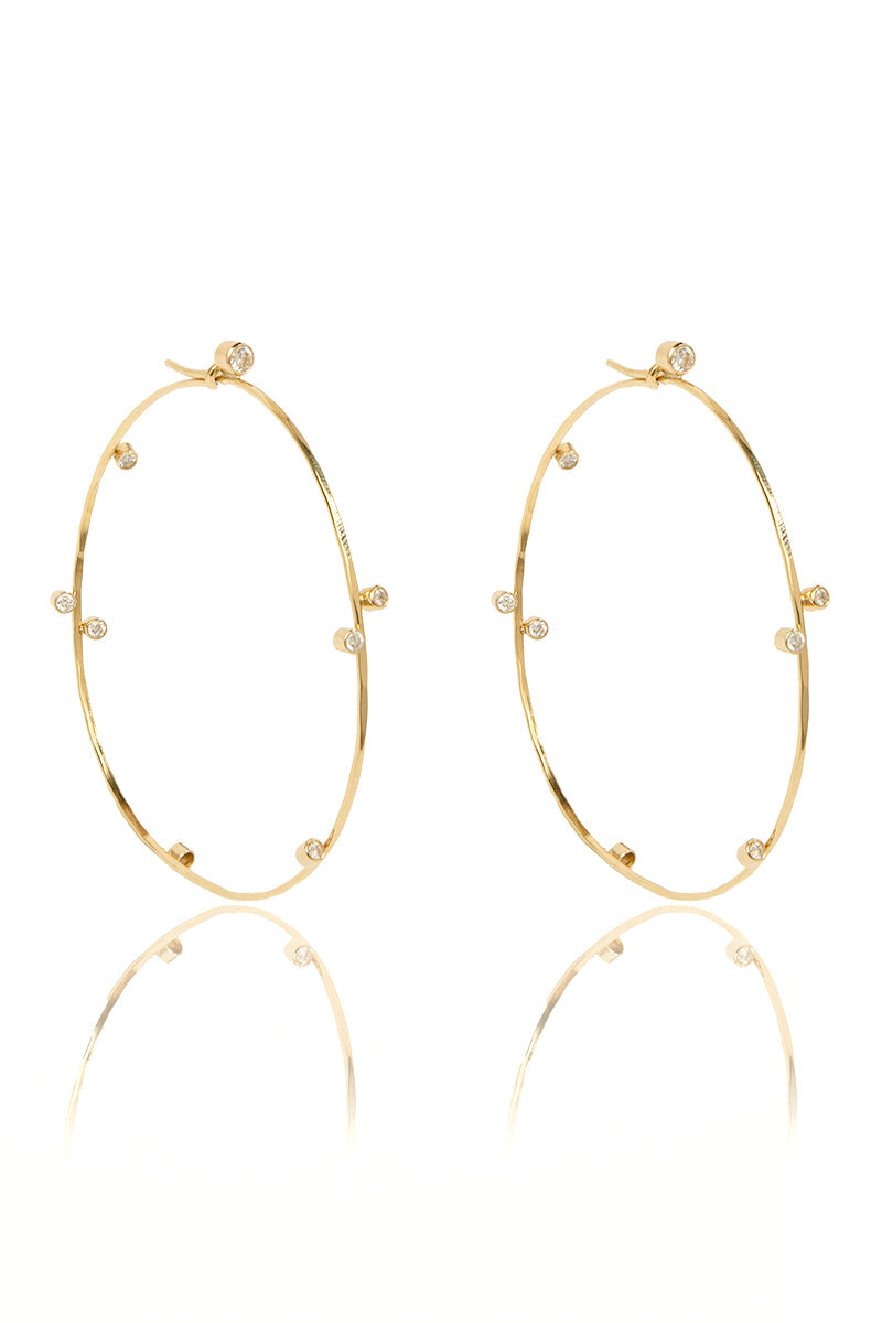 L.A. STEIN Tiara Diamond Hoops in Yellow Gold