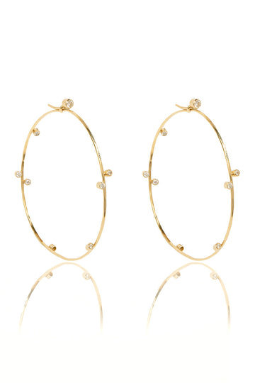 L.A. STEIN Tiara Diamond Hoops in Yellow Gold