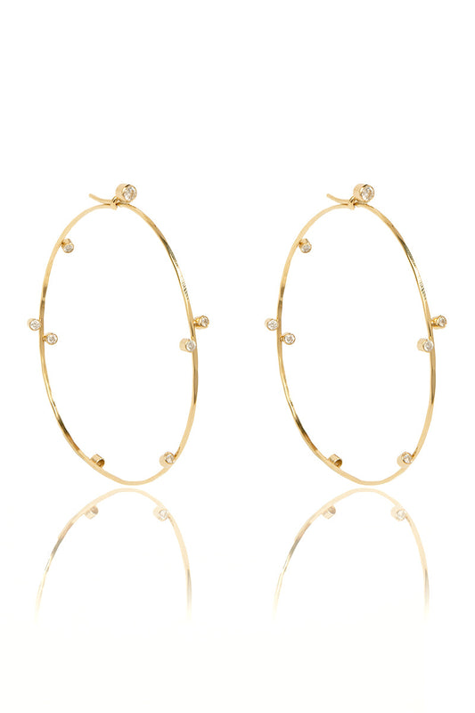 L.A. STEIN Tiara Diamond Hoops in Yellow Gold