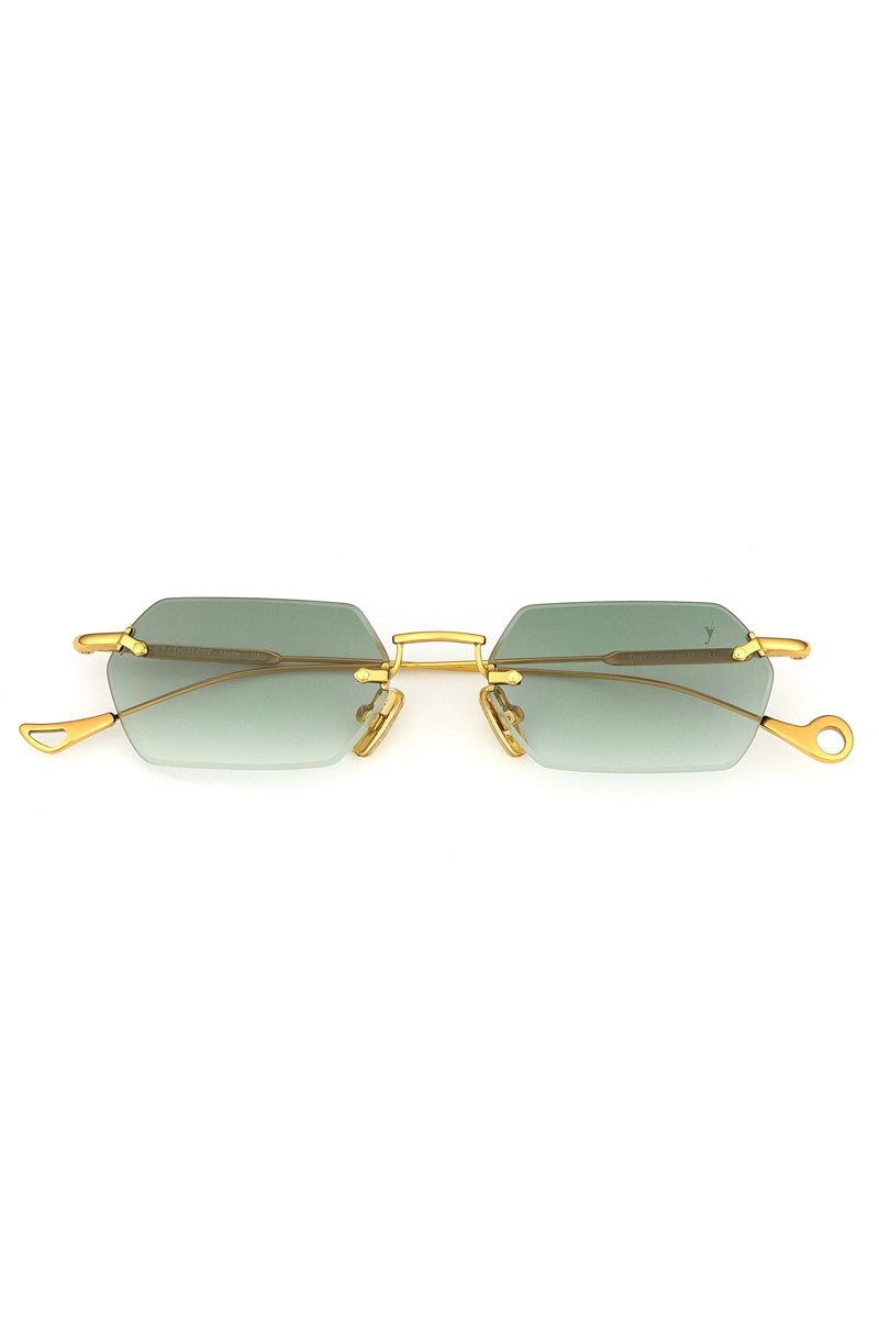 Tank Sunglasses in Gold and Gradient Green