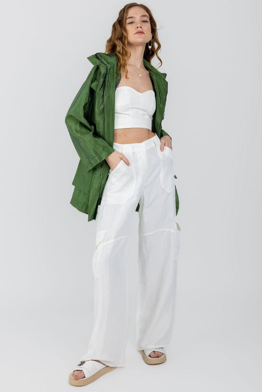 FABIANA FILIPPI Cool Wool Cargo Trouser Pant in Raffia
