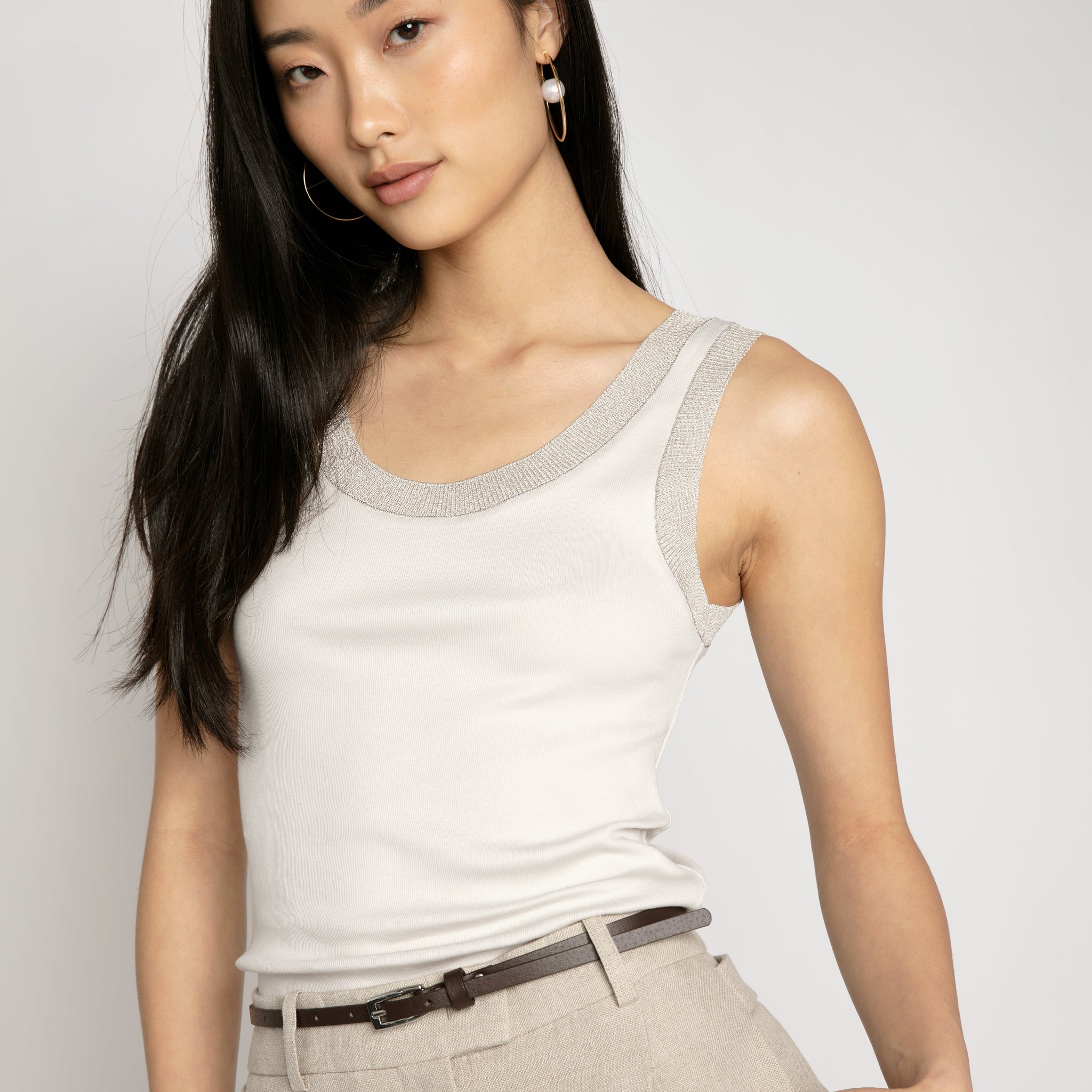 FABIANA FILIPPI Organic Cotton Tank Top in Off White