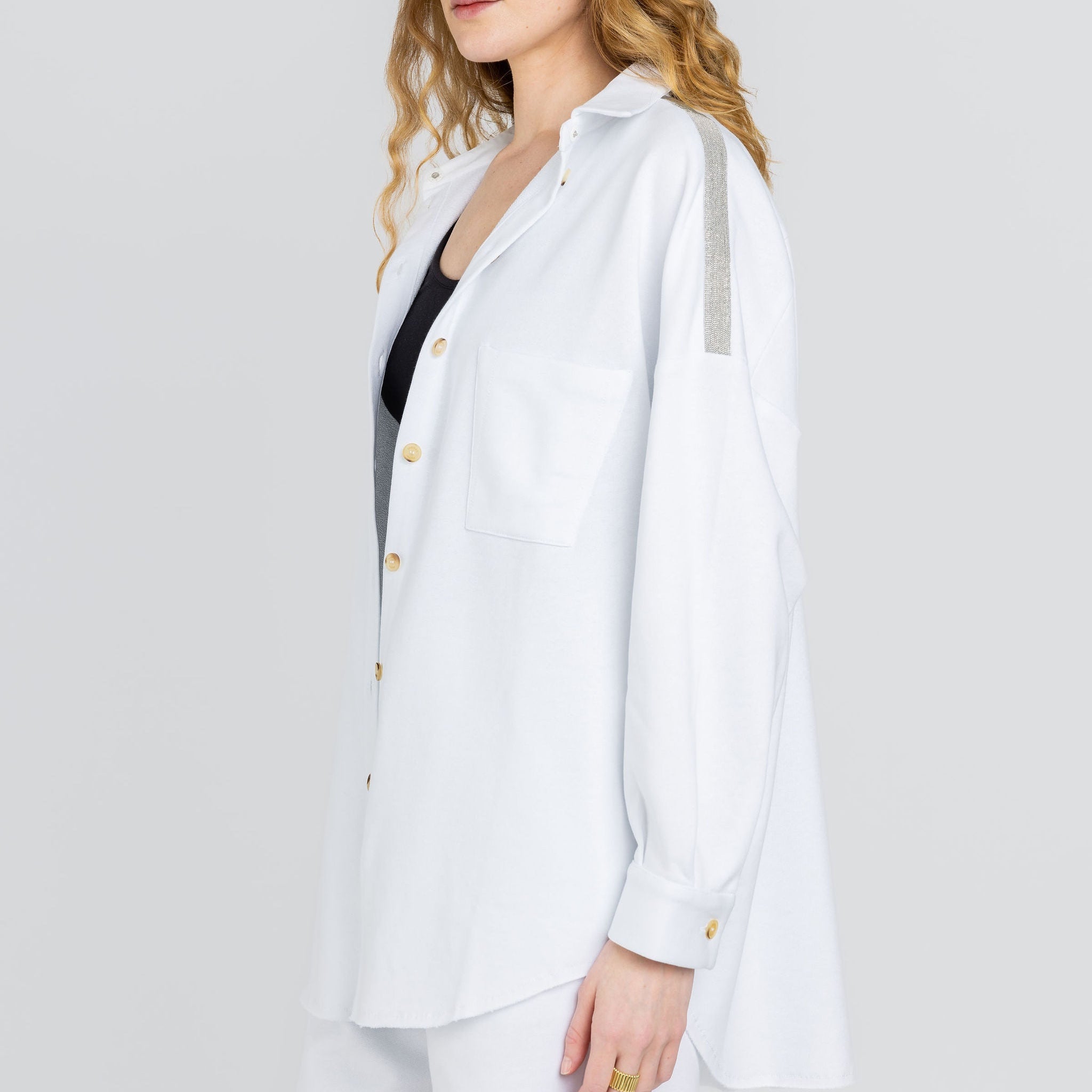 FABIANA FILIPPI Shirt-Style Sweatshirt in Bianco