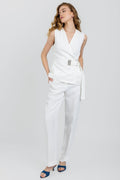 FABIANA FILIPPI Side Tie Linen Viscose Sleeveless Top in Raffia