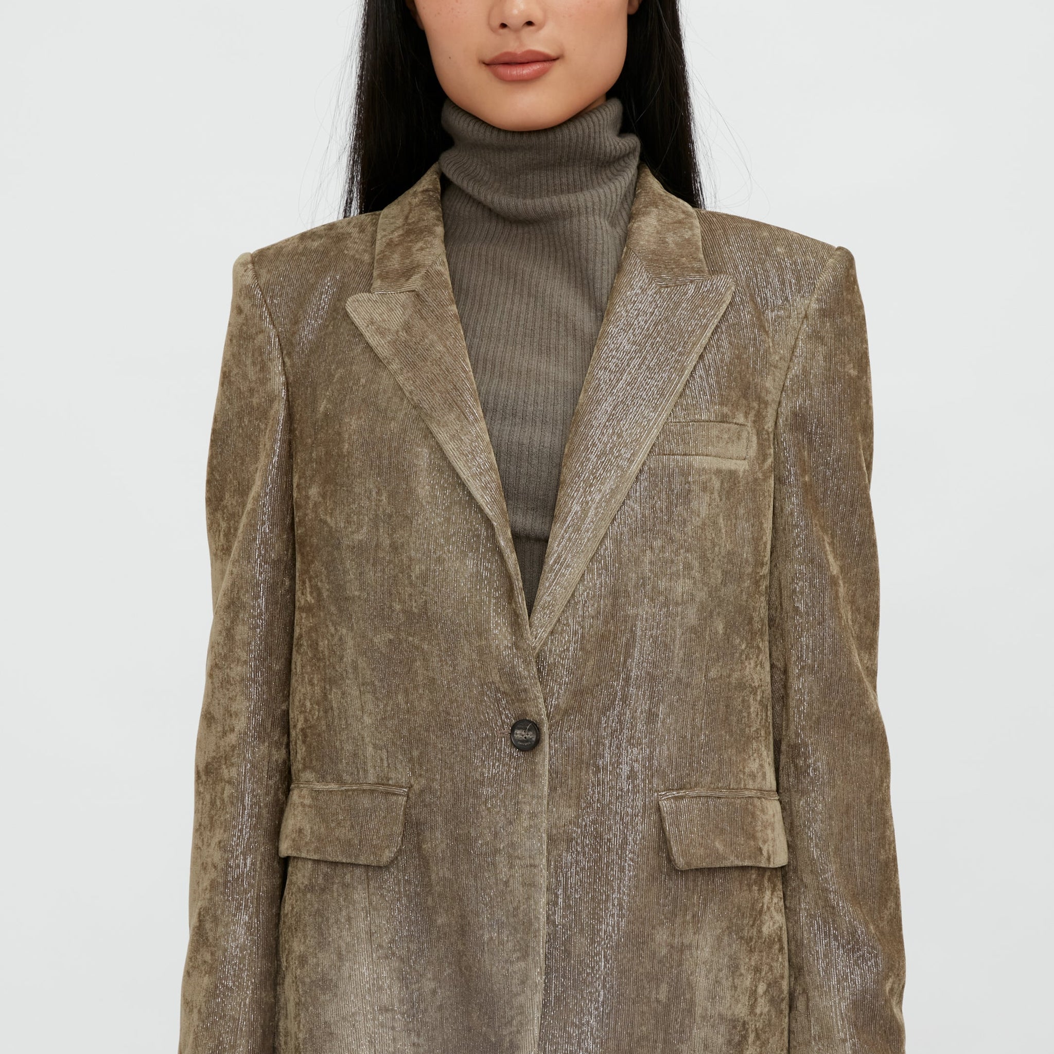 FABIANA FILIPPI Single Button Velvet and Lurex Blazer in Noce