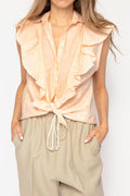FORTE FORTE Check Ruffle Top in Pesca