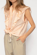FORTE FORTE Check Ruffle Top in Pesca