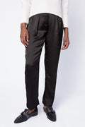 FORTE FORTE Cloquet Satin High Waist Pant in Nero