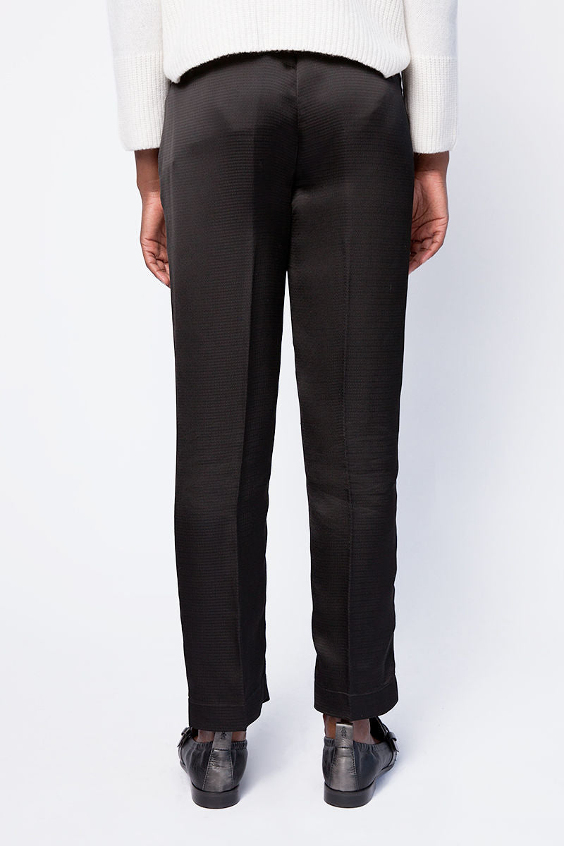 FORTE FORTE Cloquet Satin High Waist Pant in Nero