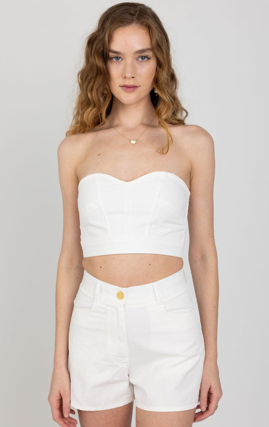 FORTE FORTE Cotton Canvas Couture Bustier in Pure