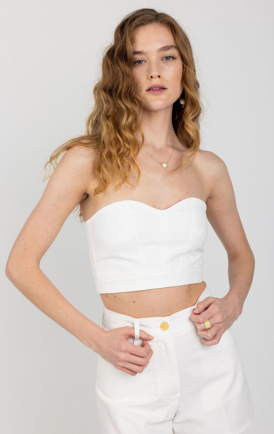 FORTE FORTE Cotton Canvas Couture Bustier in Pure