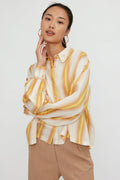 FORTE FORTE Degradé Stripe Shirt with Crystals in Ambra