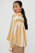 FORTE FORTE Degradé Stripe Shirt with Crystals in Ambra